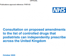 Consultation on proposed amendments to the list of controlled drugs that podiatrists can independently prescribe across the United Kingdom